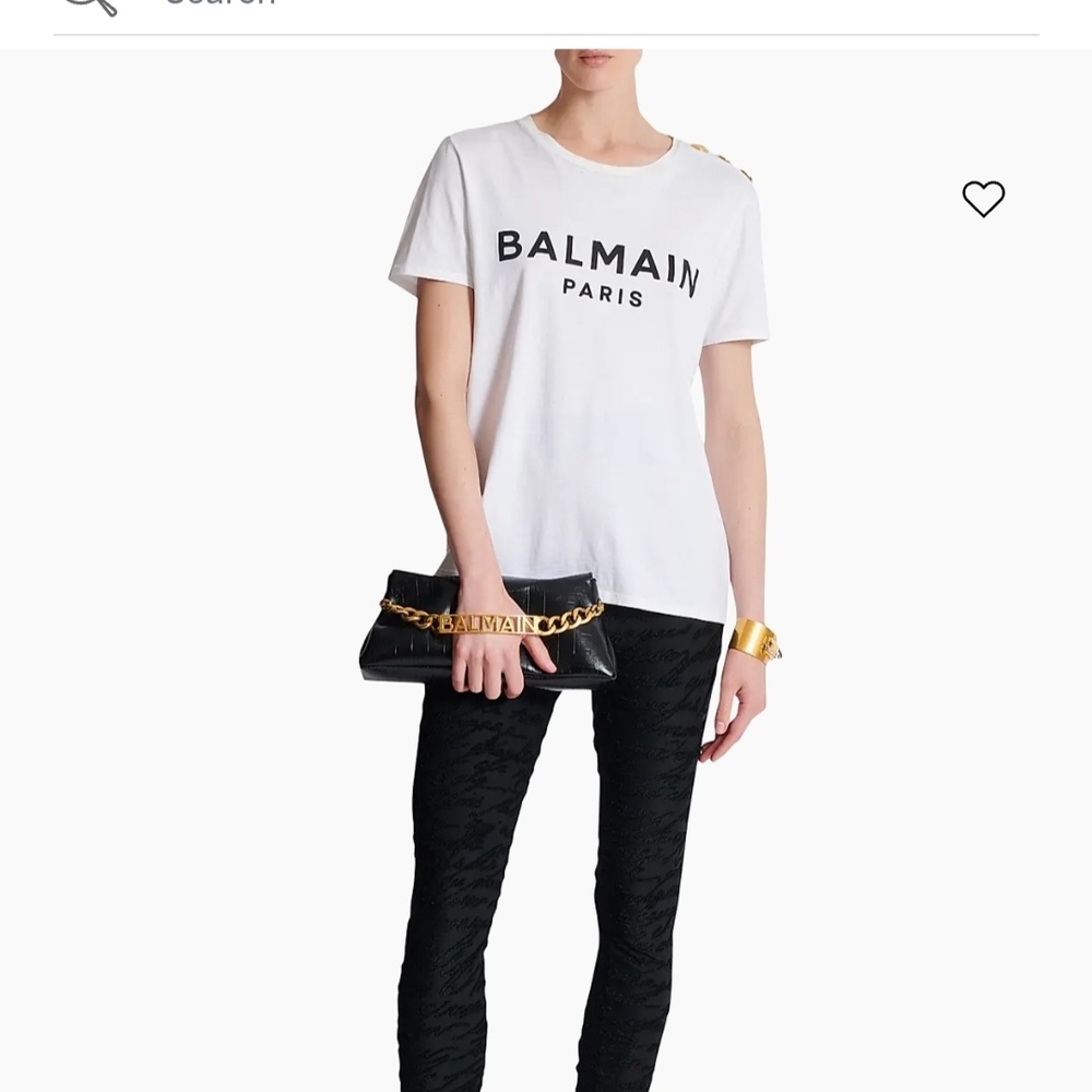 Balmain White T-Shirt with Black Logo